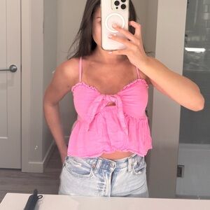 American Eagle Outfitters Vibrant Pink Textured Top